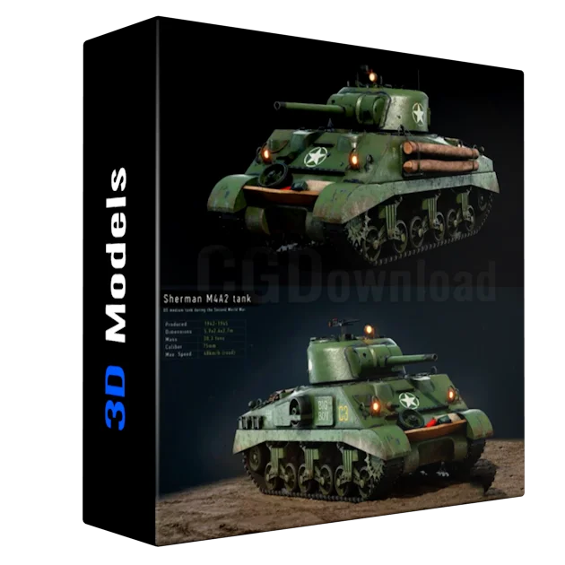 Sherman M4A2 Tank GameReady 3D model