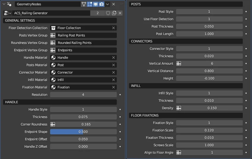 settings panel