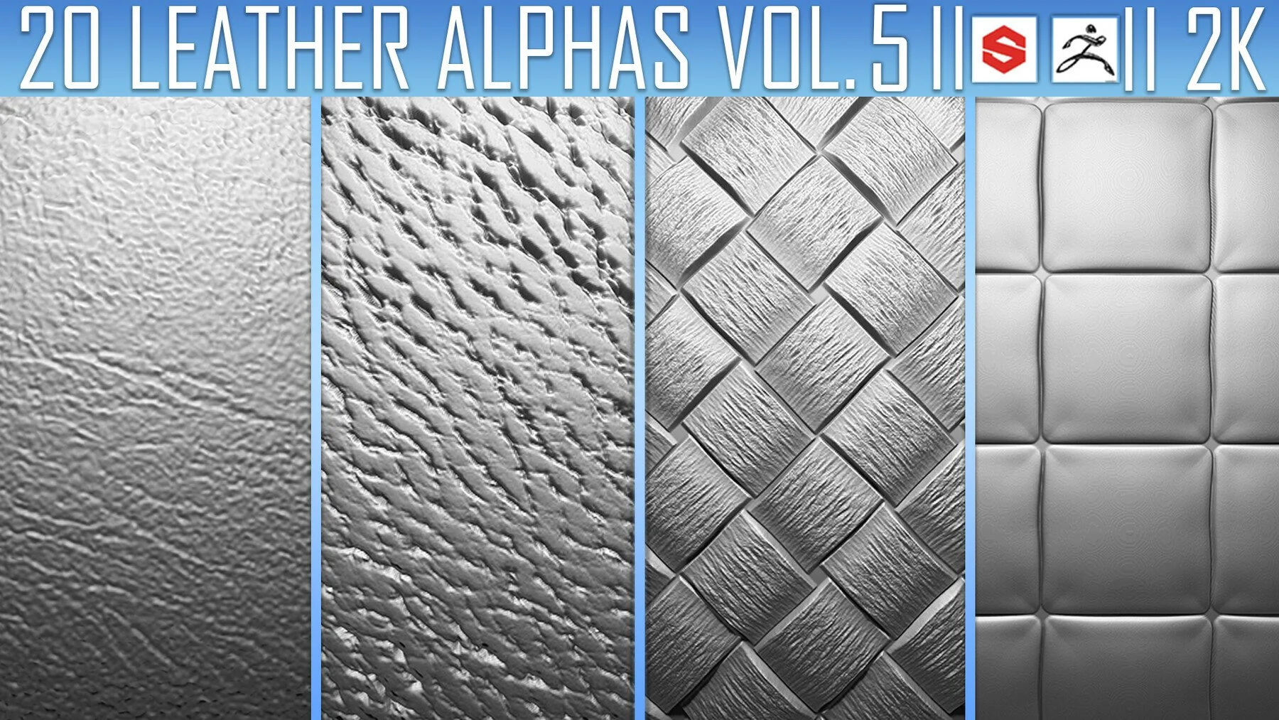 20 Leather Alphas Vol.5 (ZBrush, Substance, 2K) скачать