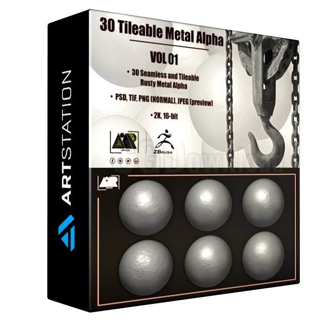 30 Metal Alphas (Seamless and Tileable - Vol 01)