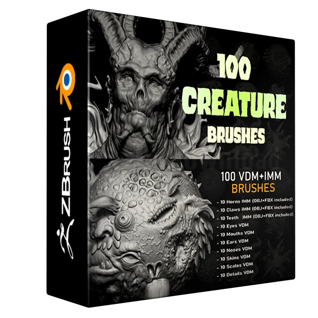 Zbrush + Blender - 100 Creature Brush Mega Pack