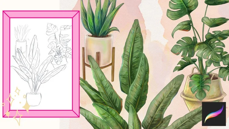 How to Draw House Plants in Procreate скачать