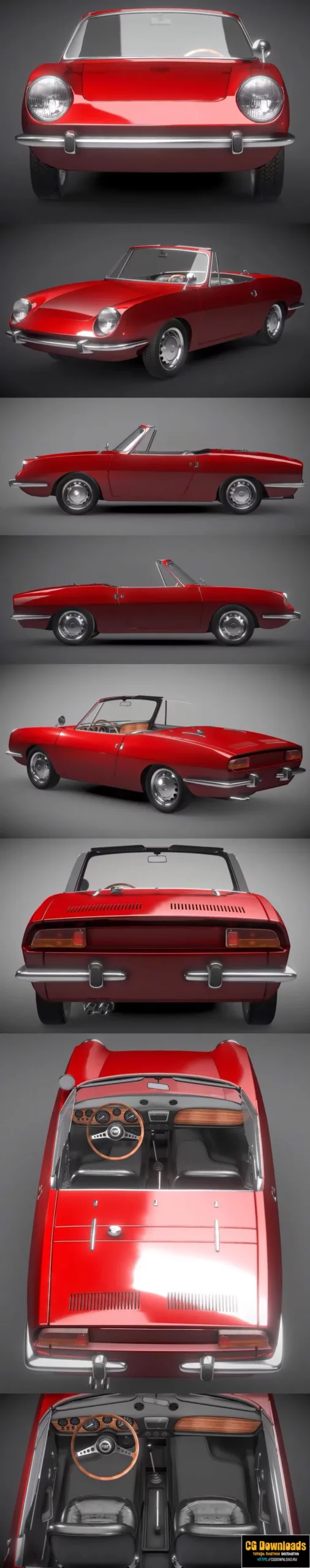 Fiat 850 Spider 3D модель