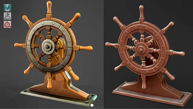 Stylized Ship Wheel - Maya, Zbrush, Substance Painter скачать