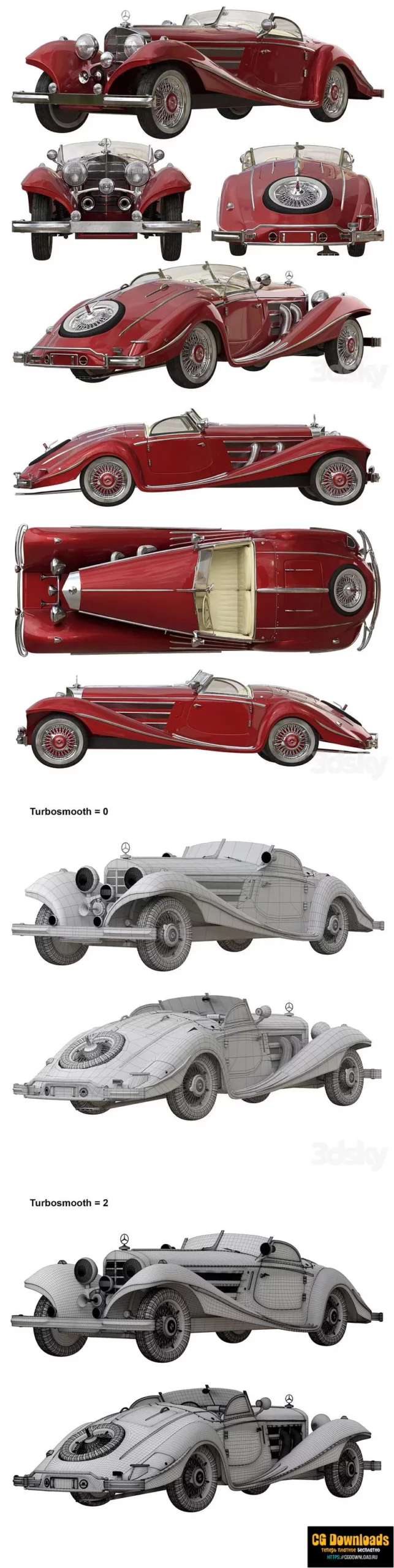 Mercedes 540K Roadster 3D модель