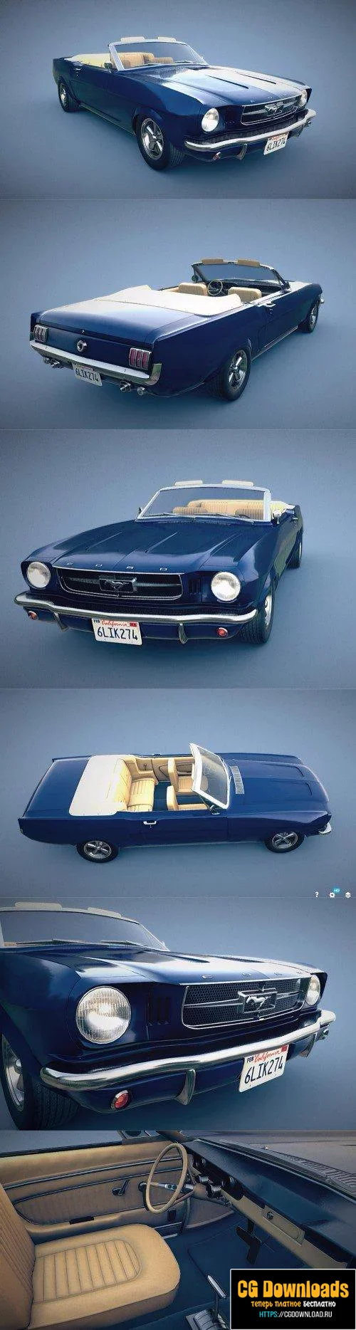 1965 Ford Mustang Convertible 3D модель