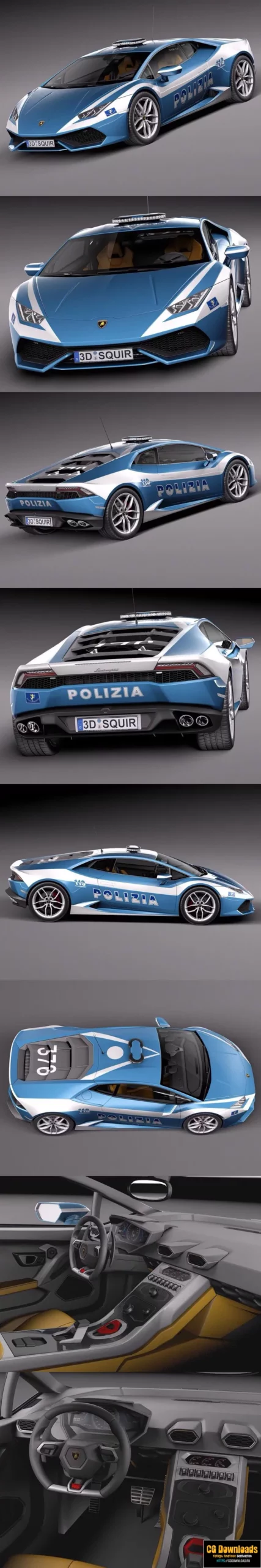 Lamborghini Huracan 2015 Italian Police Car 3D модель