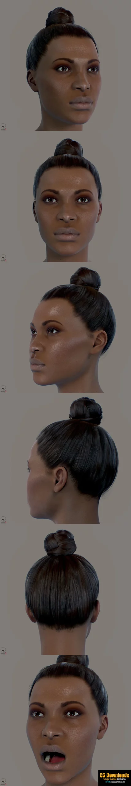 Average Black Female Head 3D модель