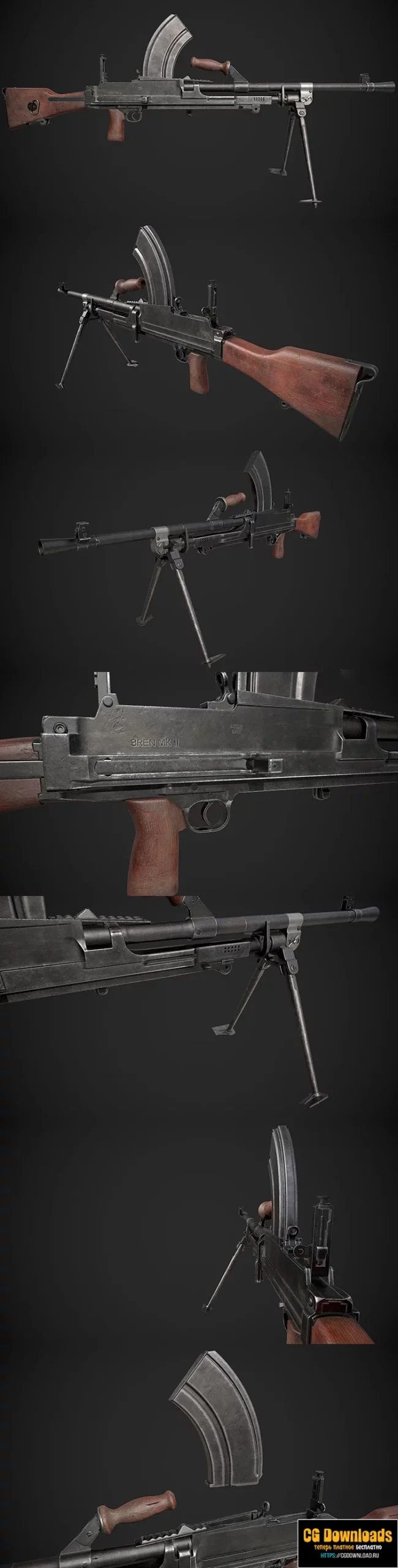 Bren Mk II LMG Low-poly 3D модель