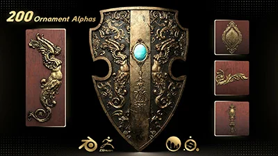 Create a Highly Detailed Shield in Blender - Tutorial Covering Modeling, Texturing, and Rendering, Plus 250 Ornamental Alphas Plus Ornaments Kitbash скачать