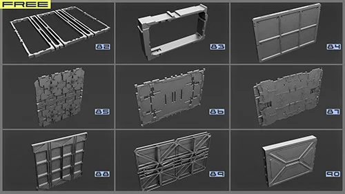 Sci-Fi walls Kitbash Pack 92+ Vol.7 скачать