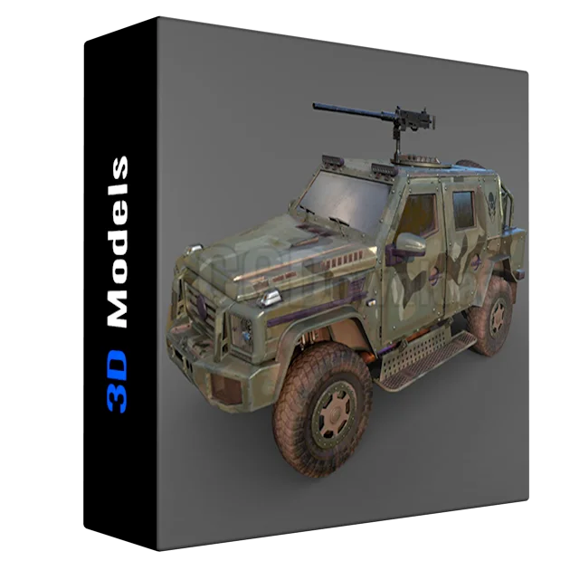 Military Armored Jeep low-poly 