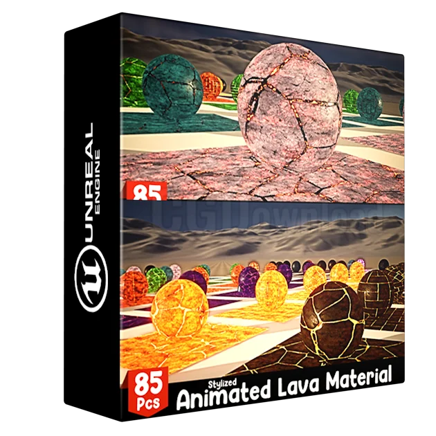 Stylized Animated Lava Material Pack 85 Pcs