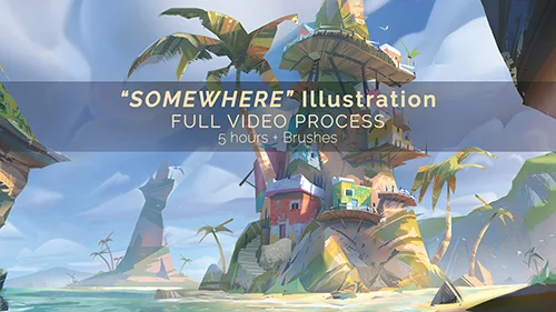 Somewhere Illustration Full video process + Brushes скачать