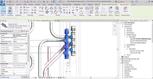 Revit MEP- Domestic Water and Under Floor Heating Pipes