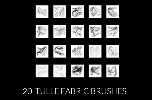 20 Flying tulle veil fabric photoshop brushes скачать