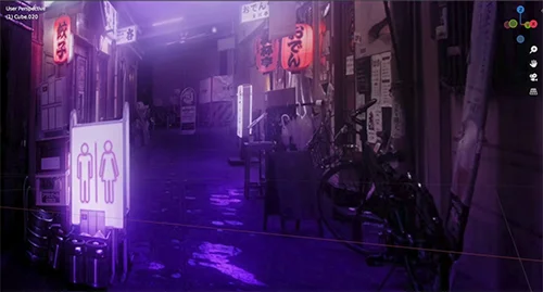 Applying Materials and Lighting to a Japanese Alley Scene in скачать