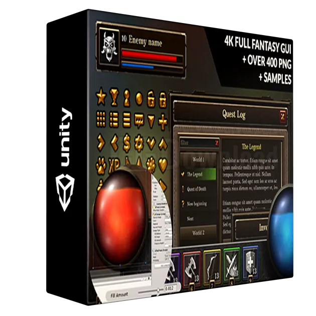 4k Full Fantasy GUI + over 400 png + samples