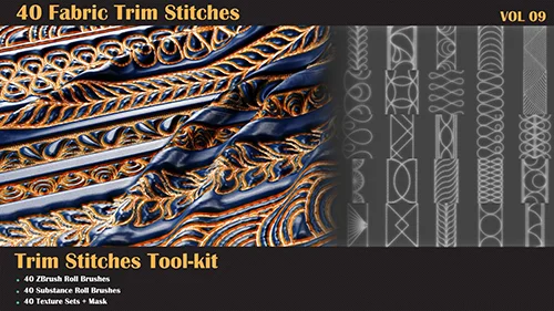 40 Stitches Trim Tool - Substance and ZBrush Roll Brush - VOL 09 скачать