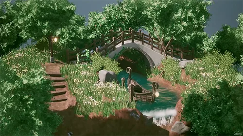 Blender to Unreal Engine 5 Fantasy River 3D Diorama Scene скачать