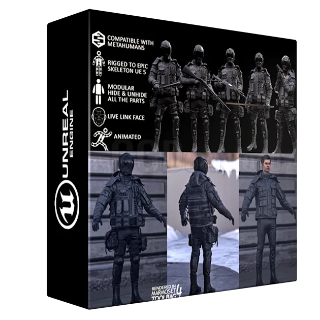 Man Military Outfit 5 Modular Rigged Animated Unreal Engine FREE CGDownload