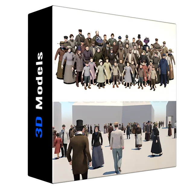 19th Century Low Poly Crowd