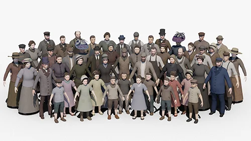 19th Century Low Poly Crowd скачать