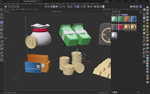 Create 3D finance icon set with Cinema 4D скачать