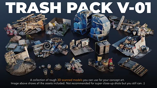 Trash Pack V-01 - 3D scanned Kitbash assets скачать