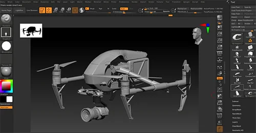 Modeling in ZBrush Creating a DJI Inspire Drone скачать