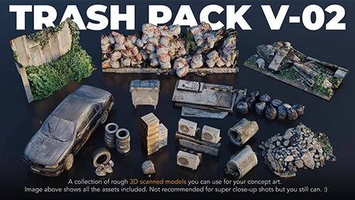 Trash Pack V-02 - 3D scanned Kitbash assets скачать