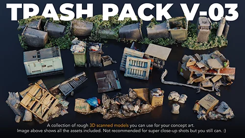 Trash Pack V-03 - 3D scanned Kitbash assets скачать