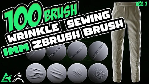 100 Fabric Brushes - Tension , Seam , Compression Folds , Stitches Zbrush скачать