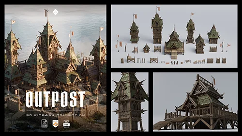 Outpost - Medieval Military Buildings 3D Kitbash Pack скачать