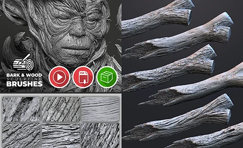 Bark & Wood brushes pack скачать