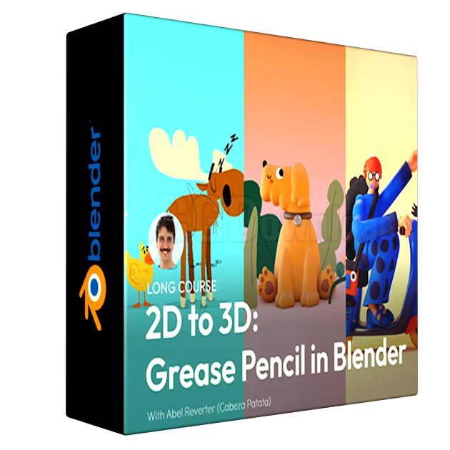 Patata School - 2D to 3D Grease Pencil in Blender