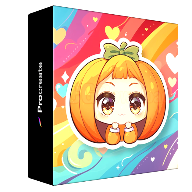 Kawaii Pumpkin Girl Drawing a Chibi Portrait in Procreate