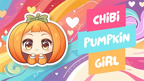 Kawaii Pumpkin Girl Drawing a Chibi Portrait in Procreate скачать