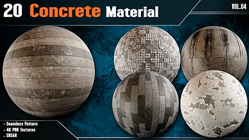 20 Concrete Material - Vol.04 (4K PBR Textures + SBSAR File) скачать