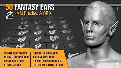 50 Fantasy Ears IMM Brushes & OBJs скачать