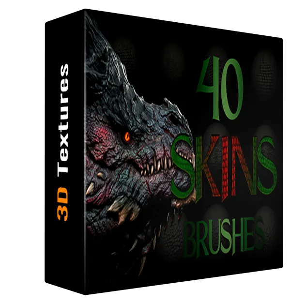 Zbrush + Blender - 40 Dragons and Reptiles Skins Brushes