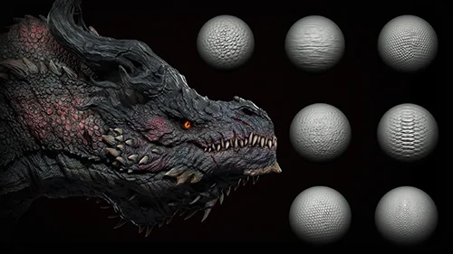 Zbrush + Blender - 40 Dragons and Reptiles Skins Brushesскачать