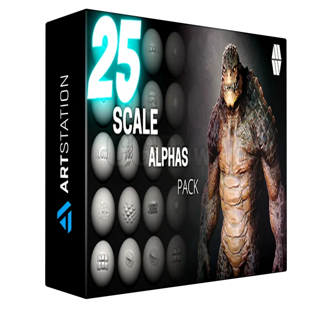 25 Scale Alphas and VDM Brush - Custom made Reptile Alphas to use in ZBrush